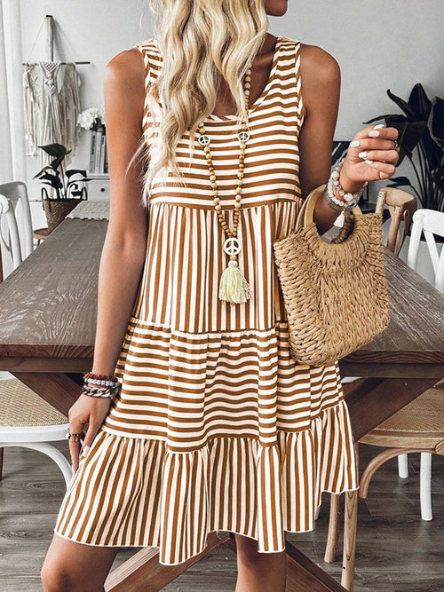 Dress Women Summer Striped Dress Sleeveless Printed Women Clothing